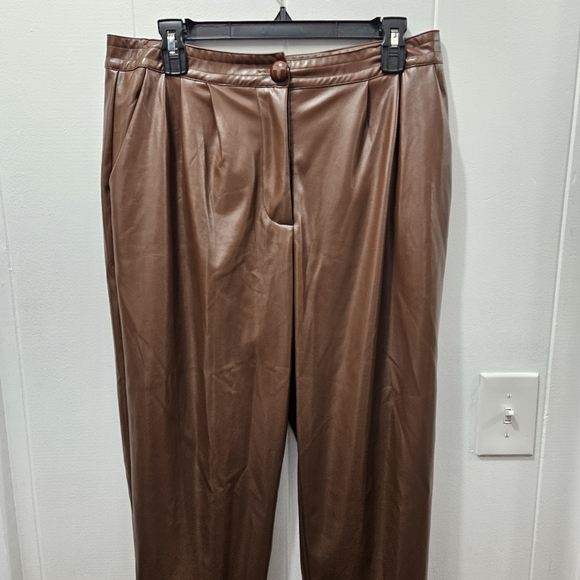 PRINCESS POLLY LOVE CLUB PANTS Brown Vegan Leather size US 12 - Picture 5 of 16